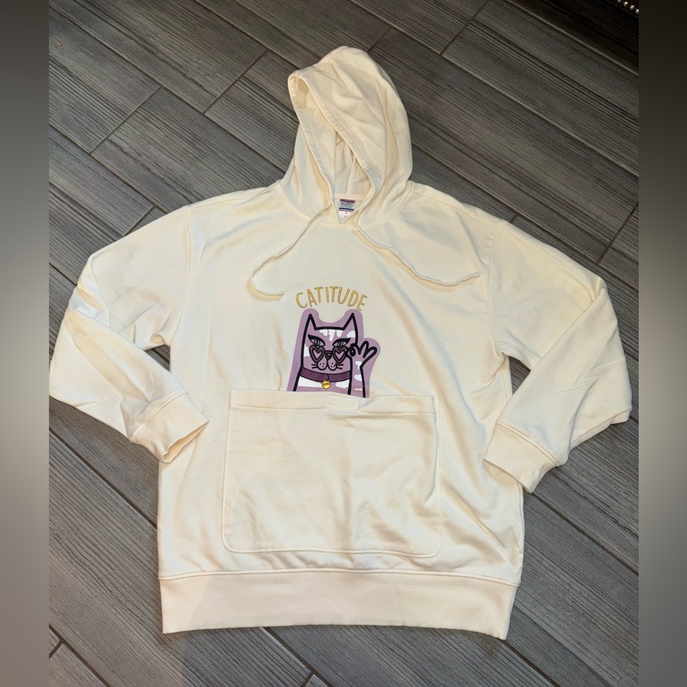 BOBS Catitude Pouch Pal Hoodie size Medium - Off white